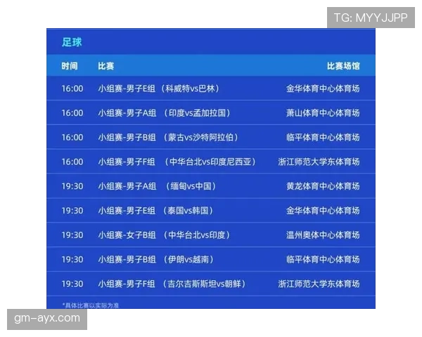 亚运会足球赛赛事安排最新调整情况